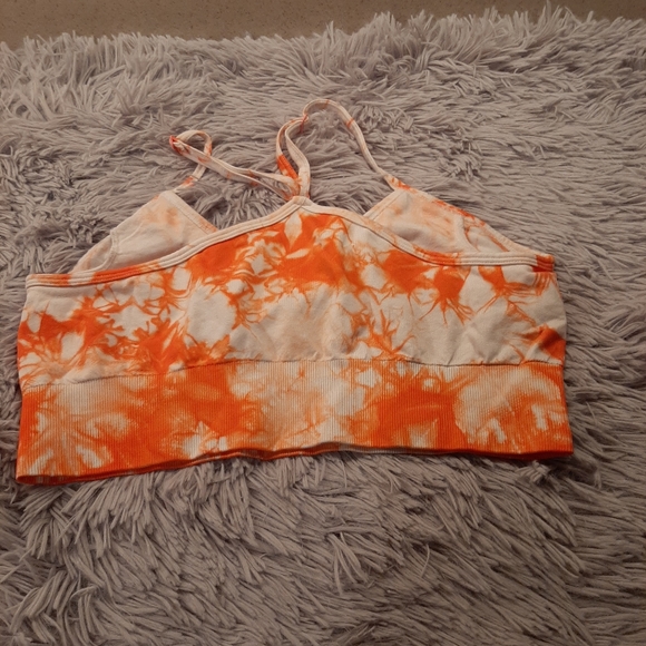 Pro-Fit Seamless Orange & White Sports Bra Size Med - Picture 4 of 4